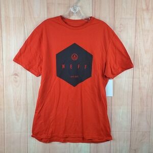 Neff T Shirt‎ Mens Large Red Cotton Graphic Spellout Geometric Logo Casual Wear